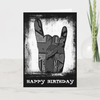 Cartão Random Horns Grunge Hard Rock Birthday Card
