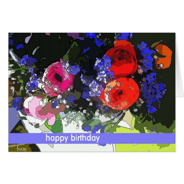 Cartão ranúnculo vermelho e cor-de-rosa (Frente Horizontal)