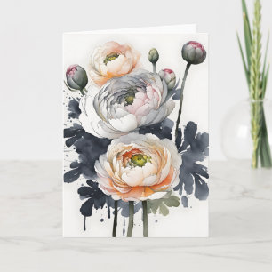 Cartão Ranunculus - Flores em aquarela