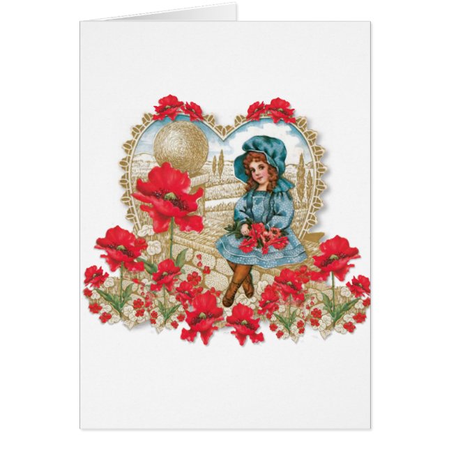 Cartão Rapariga com papagaios (Frente)