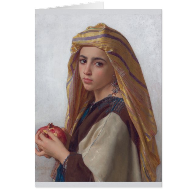 Cartão Rapariga com Pomegranato William-Adolphe Bouguerea (Frente)