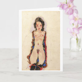 Cartão Rapariga com Red Garters | Egon Schiele |