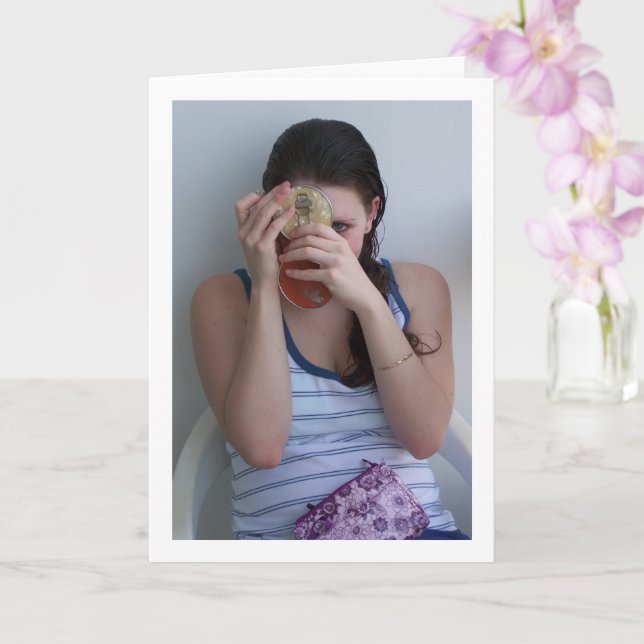 Cartão Rapariga com Retrato Espelho de Makeup Portátil (Orquídea)