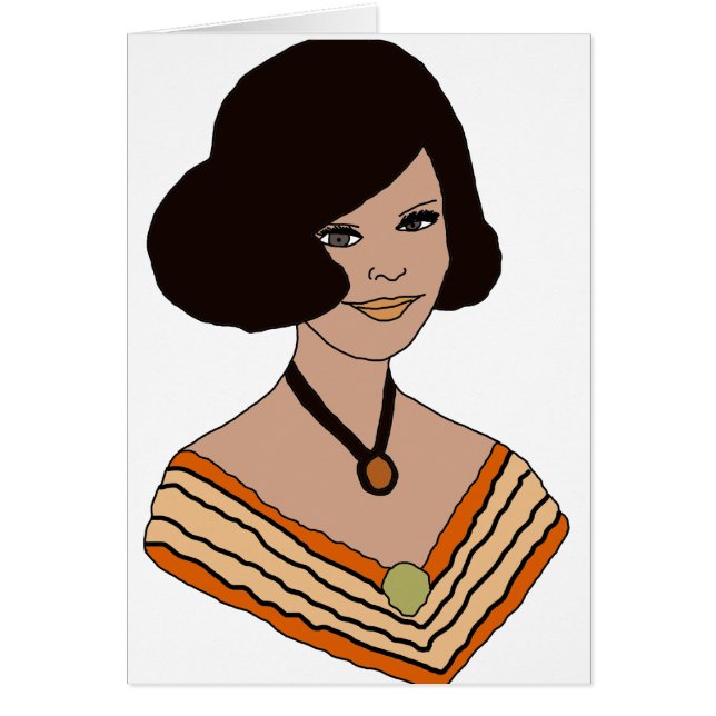 Cartão Rapariga de 1960 em Laranja (Frente)