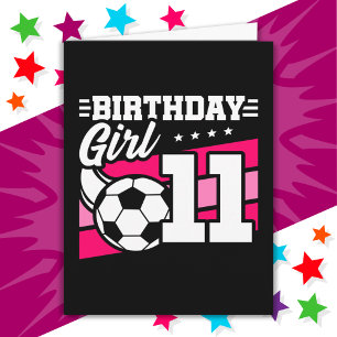 Cartão Rapariga de aniversário do 11 de futebol de 11 ano