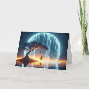 Cartão Rapariga De Aniversário Em Bala De Lua