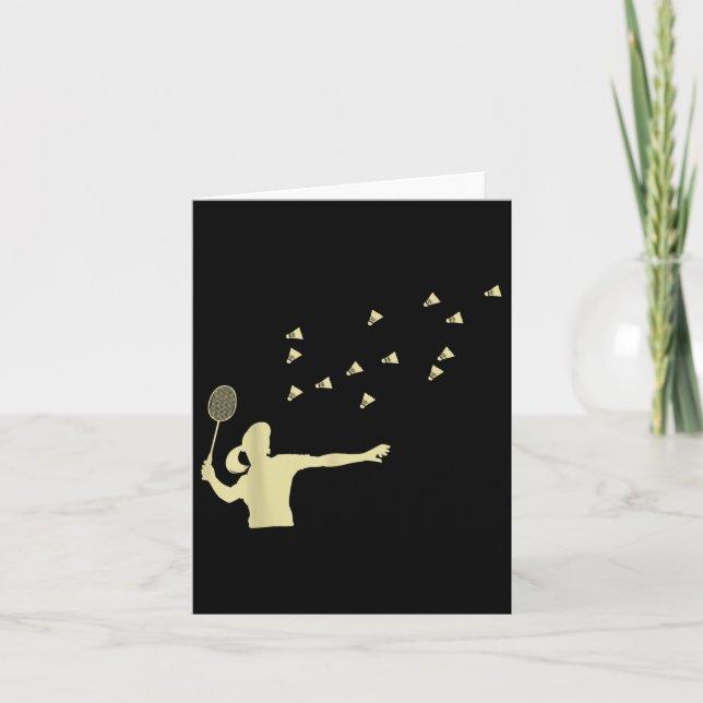 Cartão Rapariga de Badminton Shuttle Mulher Shuttle Racke (Frente)