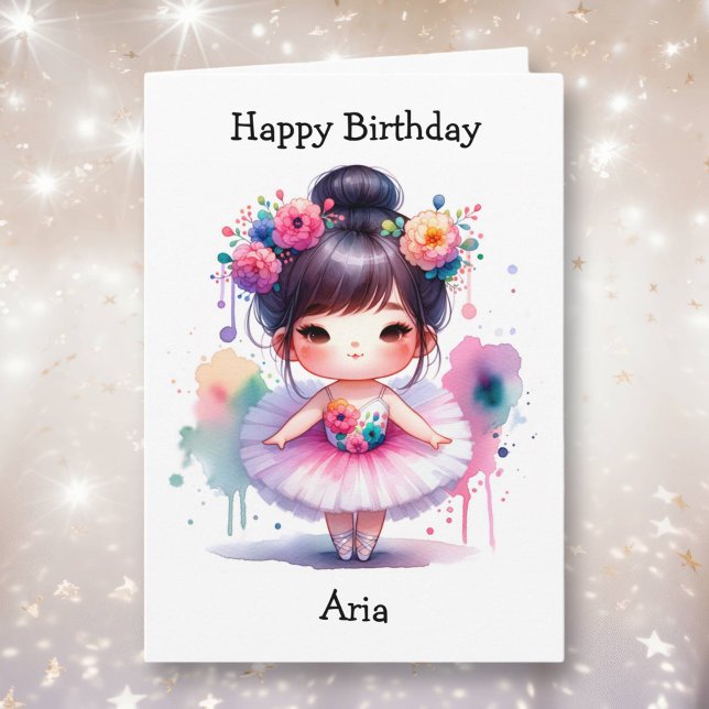 Cartão Rapariga de Ballerina de Aniversário mais Feliz (Criador carregado)