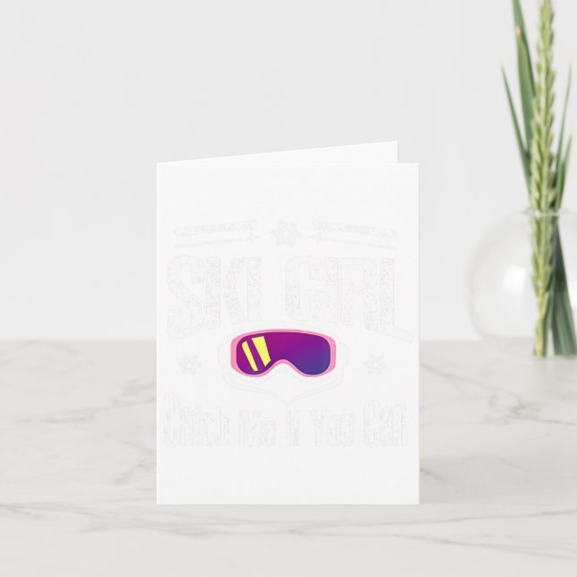 Cartão Rapariga de Esqui Me Pegue Se Puder (Frente)