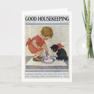 Cartão Rapariga e Kitten, Jessie Willcox Smith
