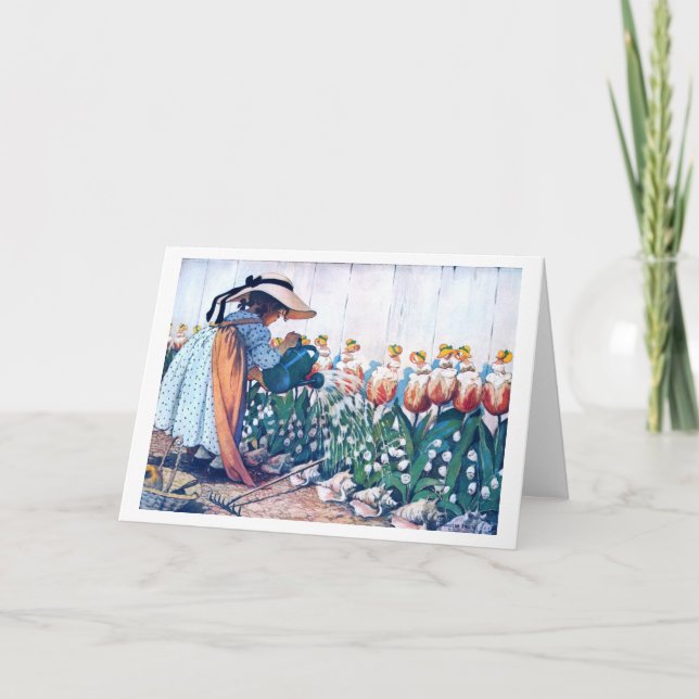 Cartão Rapariga e Tulip, Jessie Willcox Smith (Frente)