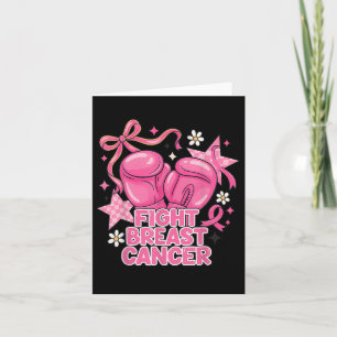 Cartão Rapariga Lutas Boxando Luvas Rosa Fita Cancer