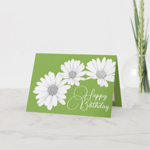 Cartão Rapariga Moderna Daisies Floral Flores Aniversário