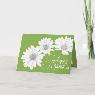 Cartão Rapariga Moderna Daisies Floral Flores Aniversário