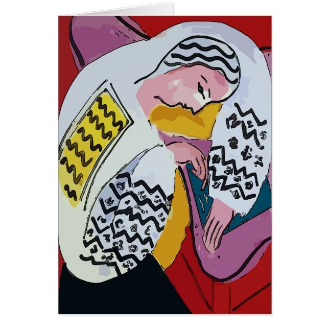 Cartão Rapariga no Tablet Abstrato, mATISSE STYLE (Frente)