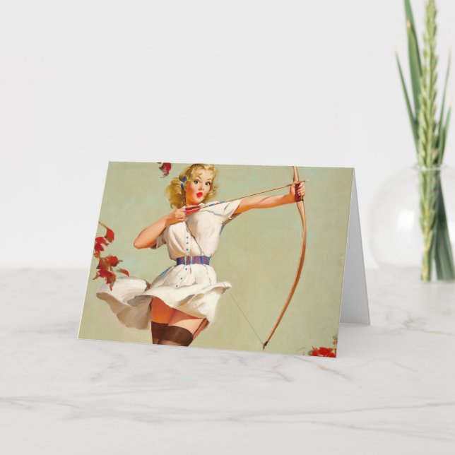 Cartão Rapariga Pin-Up da Archery (Frente)