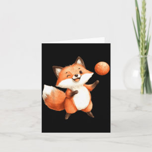 Cartão Rapariga Raposa de Aquarela Fofa Jogando Bola de F