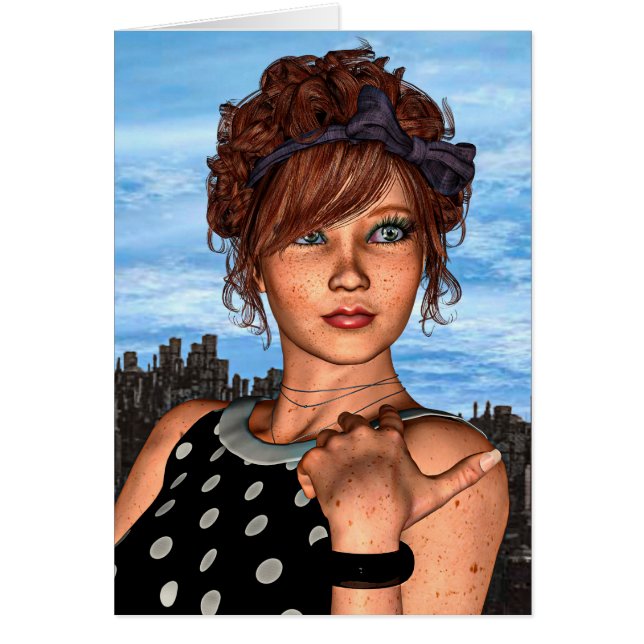 Cartão Rapariga Retro (Frente)