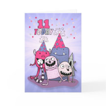 Raparigas 11 de Aniversário Rosa em Monstros de Ca