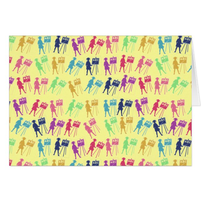 Cartão Raparigas De Escola Com Arco-Íris (Frente Horizontal)