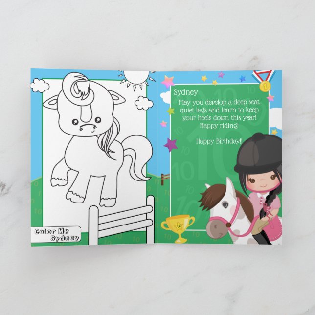 Cartão Raparigas Diversas Página de Coração Equestre Aniv (Interior)