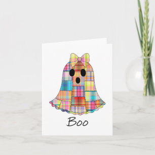 Cartão Raparigas Patchwork Ghost Colorful Halloween Madra