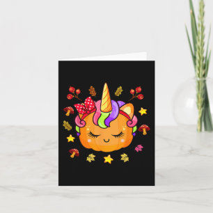 Cartão Raparigas Pumpkin Cute Unicorn Pumpkin Fall Autumn