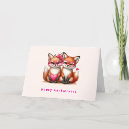 Cartão Raparigas Raposas Laranjas Lindas no Aniversário d