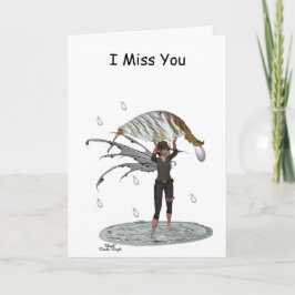 Cartão Rapaz Chuva Fada Com Folha De Saudação Dobrada