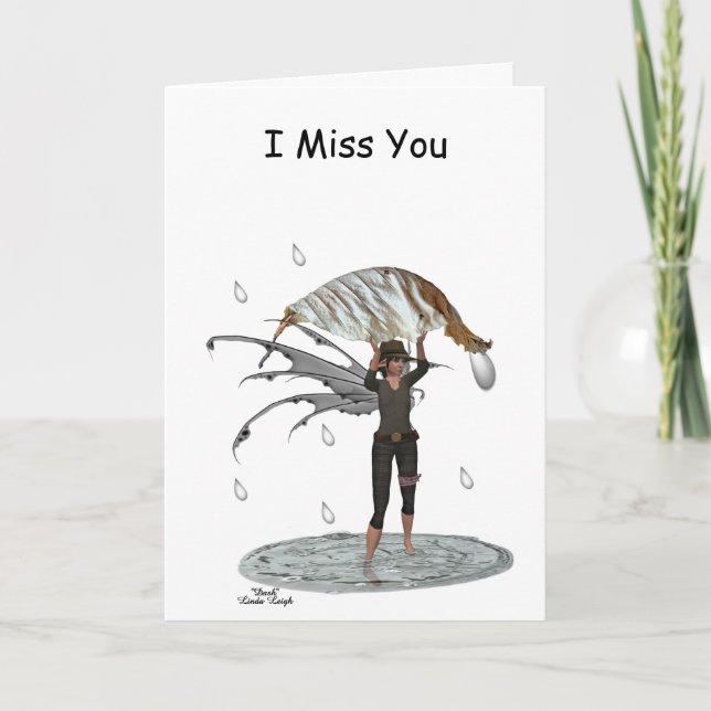 Cartão Rapaz Chuva Fada Com Folha De Saudação Dobrada (Frente)