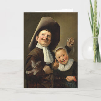 Cartão Rapaz, Eel, Rapariga e Gato de Judith Jans Leyster