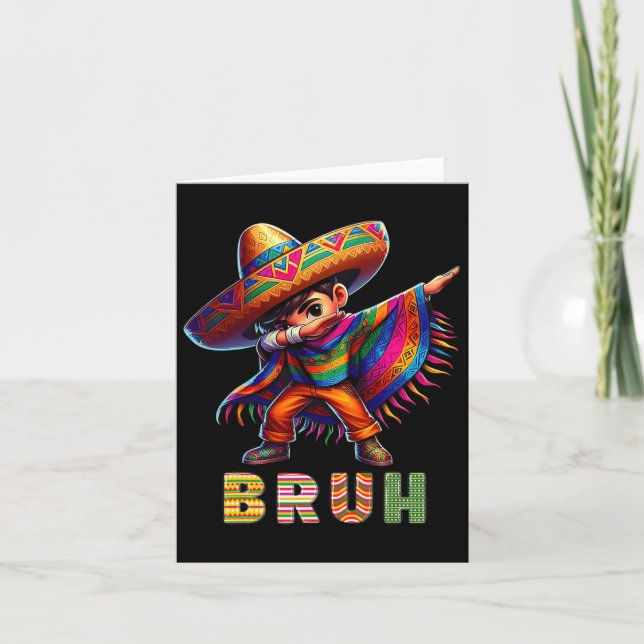 Cartão Rapaz Mexicano Dabbing Poncho Cinco De Mayo Funny  (Frente)