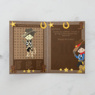 Cartão Rapazes Diversão Procura Palavra Feliz Aniversário