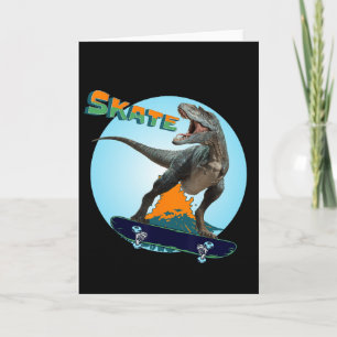 Cartão Rapazes Legais de Skate T Rex Dinossauro Skateboar