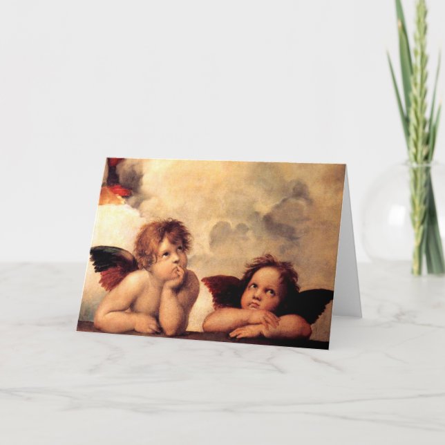 Cartão Raphael Cherubs Sistine Madonna Greeting Card (Frente)