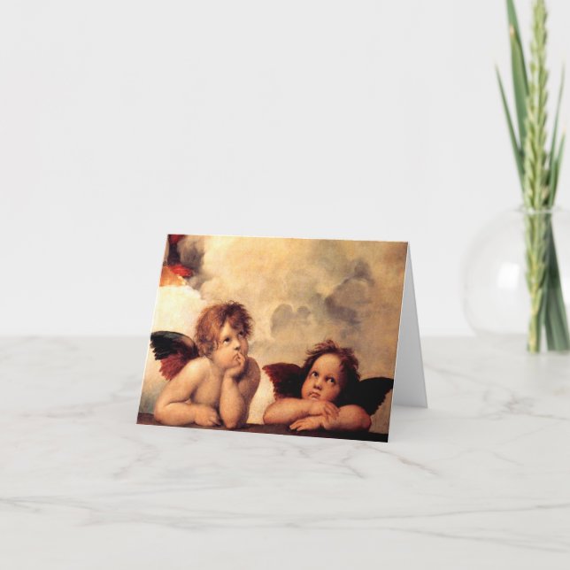 Cartão Raphael Cherubs Sistine Madonna Note Card (Frente)
