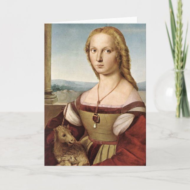 Cartão Raphael's Lady with a Unicorn Greeting Card (Frente)