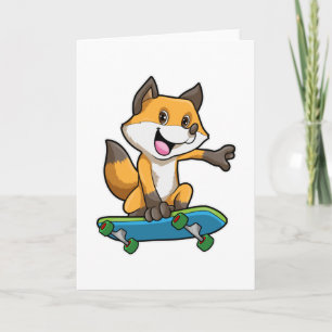Cartão Raposa como Patinador com Skate