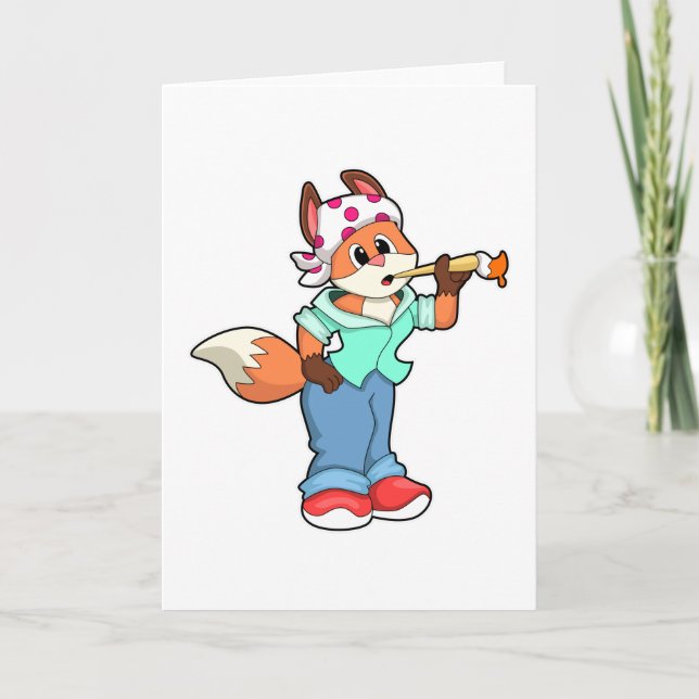 Cartão Raposa como Pincel com Pincel e Cor (Frente)