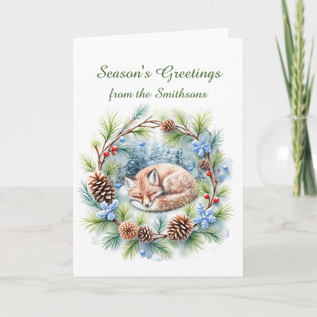 Cartão Raposa dormente no festival de inverno (Frente)