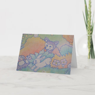 Cartão raposa e coelho