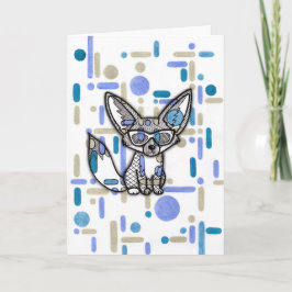 Cartão Raposa Fennec Legal com Óculos de Sol Fol Geométri