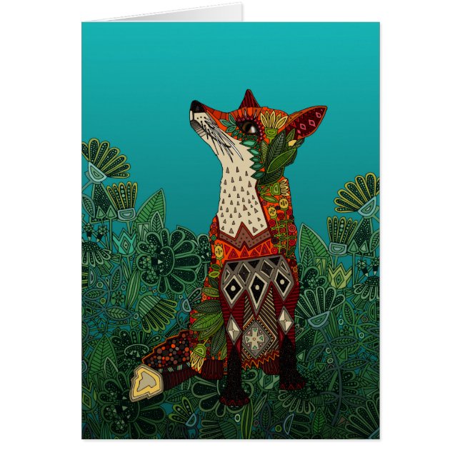 Cartão raposa floral (Frente)