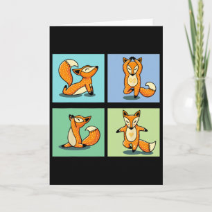 Cartão Raposa Fofa Yoga Animal Meditação Zen Alongamento