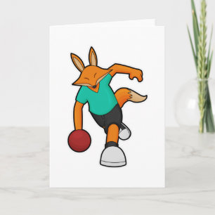 Cartão Raposa no boliche com bola de boliche