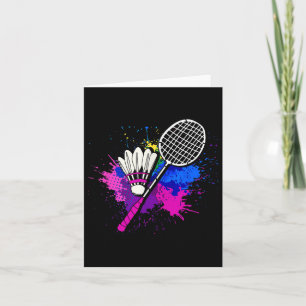 Cartão Raquete de Peteca Colorida _ Jogador de Badminton