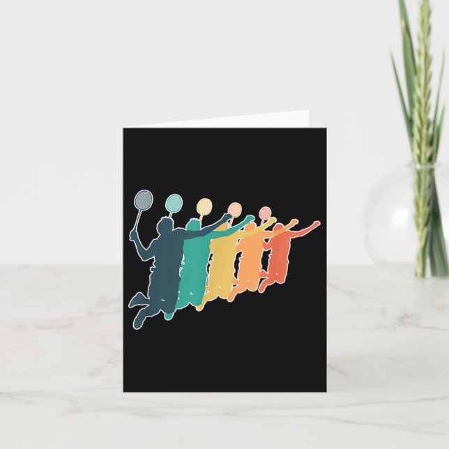 Cartão Raquete Retro de Badminton  (Frente)