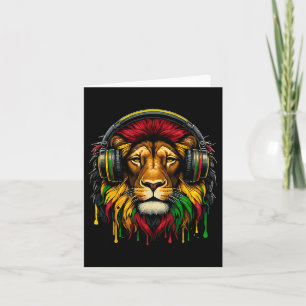 Cartão Rasta Raggae Jamaica Music Fones de ouvido Lion Of