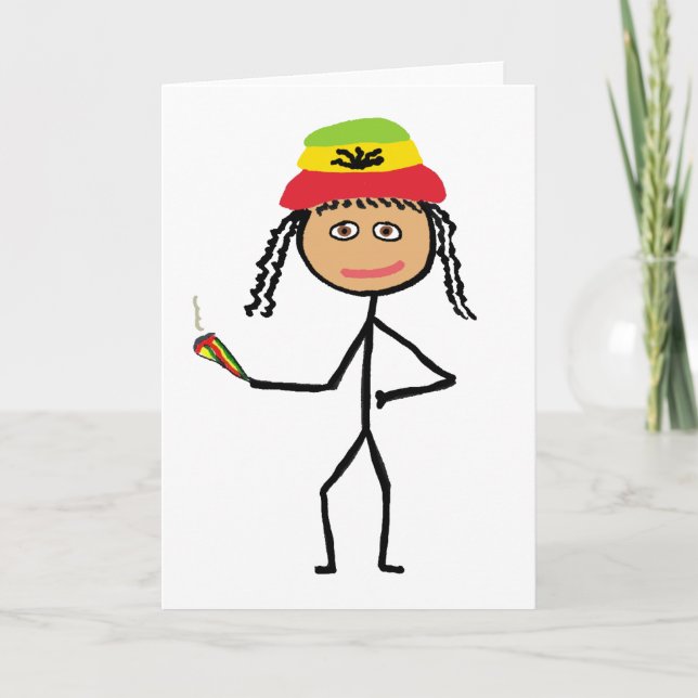 Cartão Rasta Stickwoman (Frente)