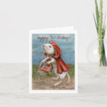 Cartão Rat Cape and Basket, Happy Birthday! Note Card<br><div class="desc">A Happy Birthday Card based on my 'Little Red Ratting Hood' drawing,  she is delivering goodies and greetings. Sure to bring a smile to whomever receives it.</div>